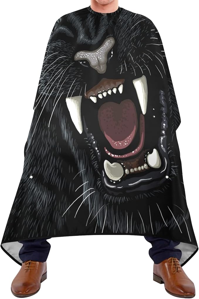 ALAZA Roaring Panther Barber Cape for Men Women, Waterproof Haircut Apron Beard Shaving Bib Hair Cutting Cloth 55 x 65 Inch