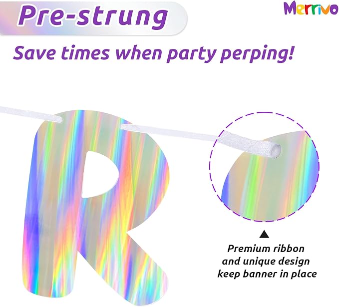 Iridescent Older Wiser Hotter Banner, Pre-Strung Funny Birthday Decorations - Image 4