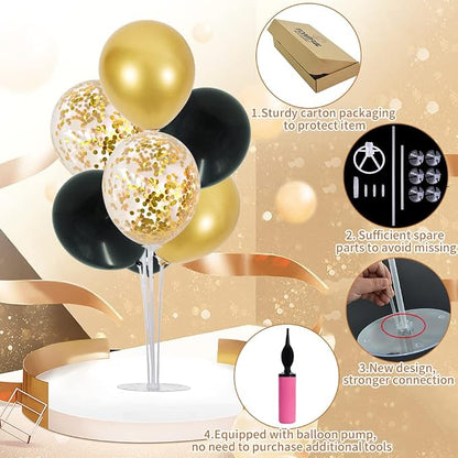 TONIFUL 6 Set Black Gold Balloon Stand Balloon Centerpieces - Image 4