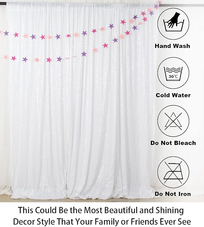 ShinyBeauty Photobooth Background Best Choice-7FTx7FT-White-Sequin Photography - Image 5