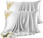 Set of 2 100% Silk Pillow Cases Queen - 6A Luxury Mulberry Silk Pillowcase for Hair and Skin - Anti-Wrinkle, Cooling & Smooth, Hidden Zipper - Pillowcases for Sleeping Women Girl, Boy, Gray