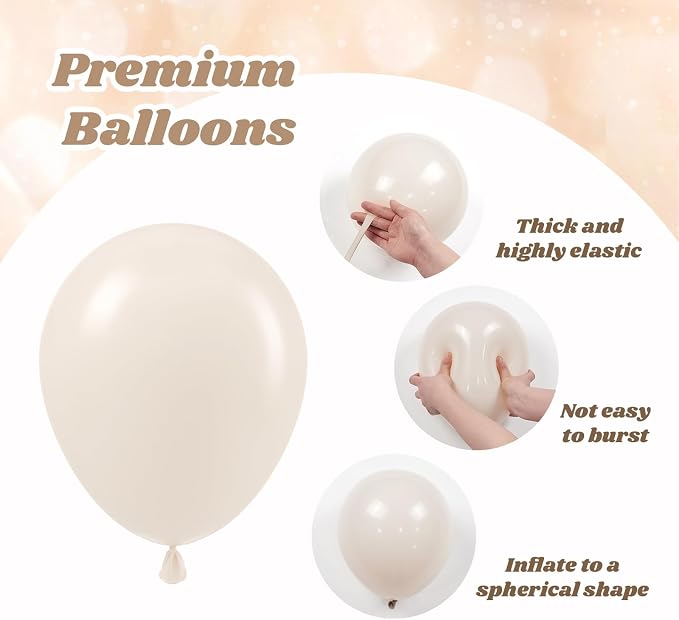 60pcs 12inch Beige White Gold Balloons, Metallic Gold Sand White Cream Beige - Image 3