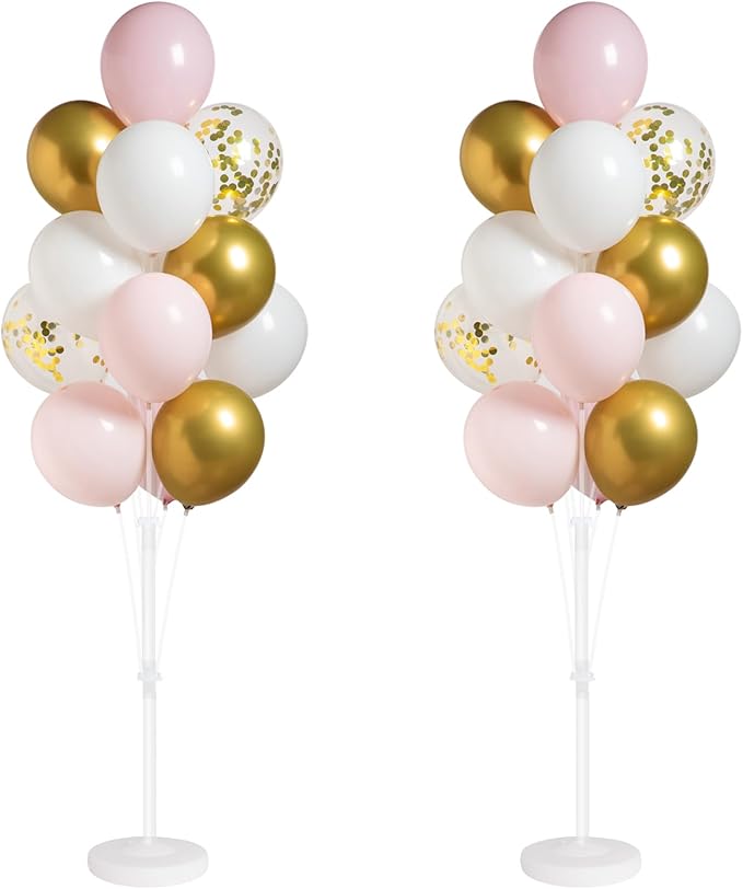 Pink Gold Balloon Column Stand Kit by Tosuced
