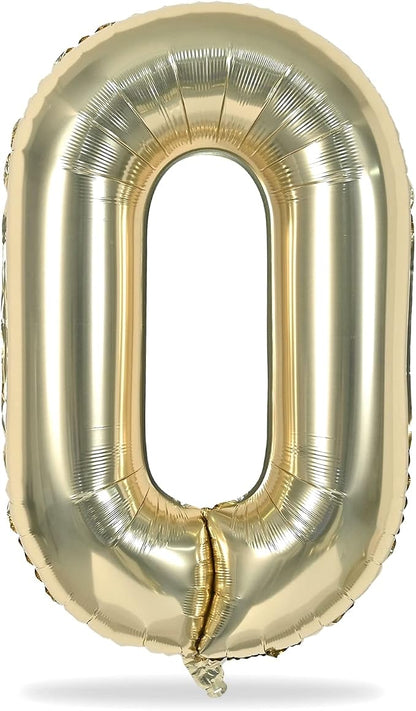 40" Balloon Number 0 Champagne Gold, Large Foil Number Balloons Set 0-9 - Image 8