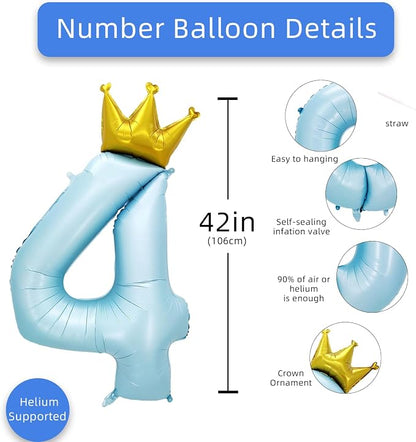 AULE 40 Inch Big Light Blue 4 Balloon Number - Image 2