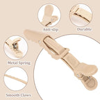 24 Pack Alligator Hair Clips, Professional Clips for Hair Sectioning, Hair Styling Accessories for Women Men Girls Teens，Khaki