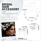 Wedding Hair Accessories Hair pieces Set Crystal bridal hair pins Rhinestone Pearl Hair comb Brides and Bridesmaids, Girls, Women(（4PCS/SET SILVERY)