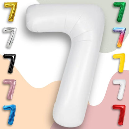 White Number Balloon 7 Mylar Foil Balloons 32 inch - Image 5
