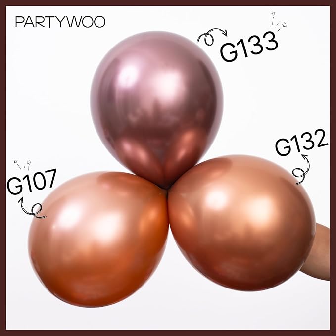 PartyWoo Copper Chrome Balloons 50pcs Metallic Brown Bronze Color | 12 Inch - Image 4