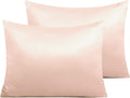 NTBAY Zippered Satin Pillow Cases for Hair and Skin, Luxury Standard Hidden Zipper Pillowcases Set of 2, 20x26 Inches, Pink
