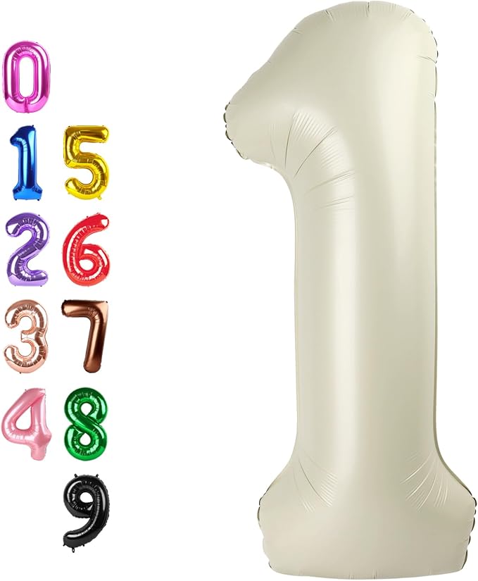Number Balloons 1 Balloon Cream by Enyeopd