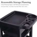 Paddie Black Salon Trolley Cart with Wheels/5 Drawers/Dryer Holder/Tint Bowl Slot for Hair Stylist, Beauty Equipment