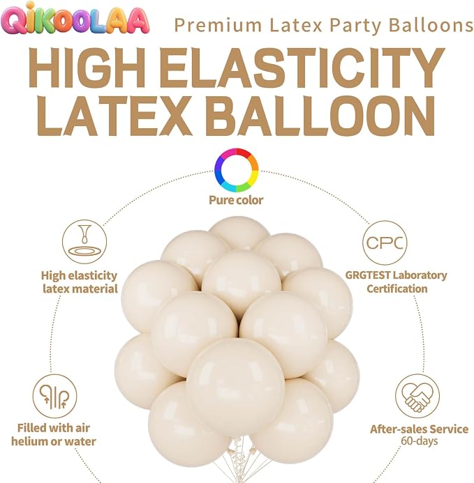 32Pcs White Sand Big Balloons 18 Inch, Round Large Latex Party Balloons - Image 2