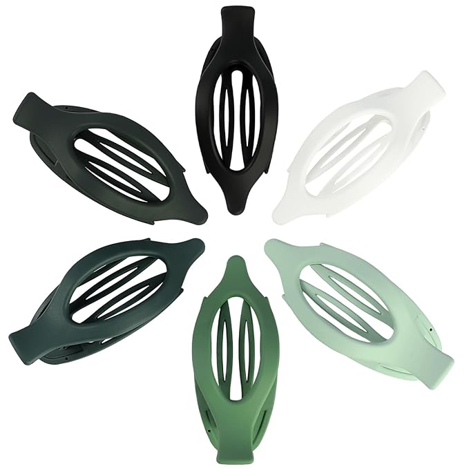 Flat Hair Clips for Women - 6 PCS French Flat Claw Clips Medium Hair Clips for Girls Large Hair Claw Clips for Thick or Thin Hair Strong Hold No Slip Hair Accessories for women (Green)