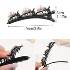 12PCS Sparkling Crystal Stone Braided Hair Clips, Braided Hair Clips for Women and Girls, Shiny Flower Rhinestone Hair Clip, Braided Duckbill Hair Clip With Crystal Hair Accessories for Styling
