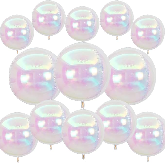 13pcs Iridescent Balloons 22" 18" 10" 4D Clear Ball Balloon Iridescent Party by Unknown