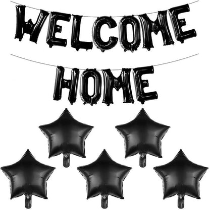 16 Inch Black Welcome Home Balloon Banner Paired by Unknown
