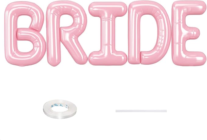 40 Inch BRIDE Balloons Bachelorette Party Decorations, Pearl Pink Bride Letter by Saxuxu