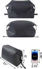6"x 11" 6L Large Silicone Toiletry Bag,Waterproof Leakproof Foldable Travel Organizer,Dopp Kit Alternative for Men & Women,Black