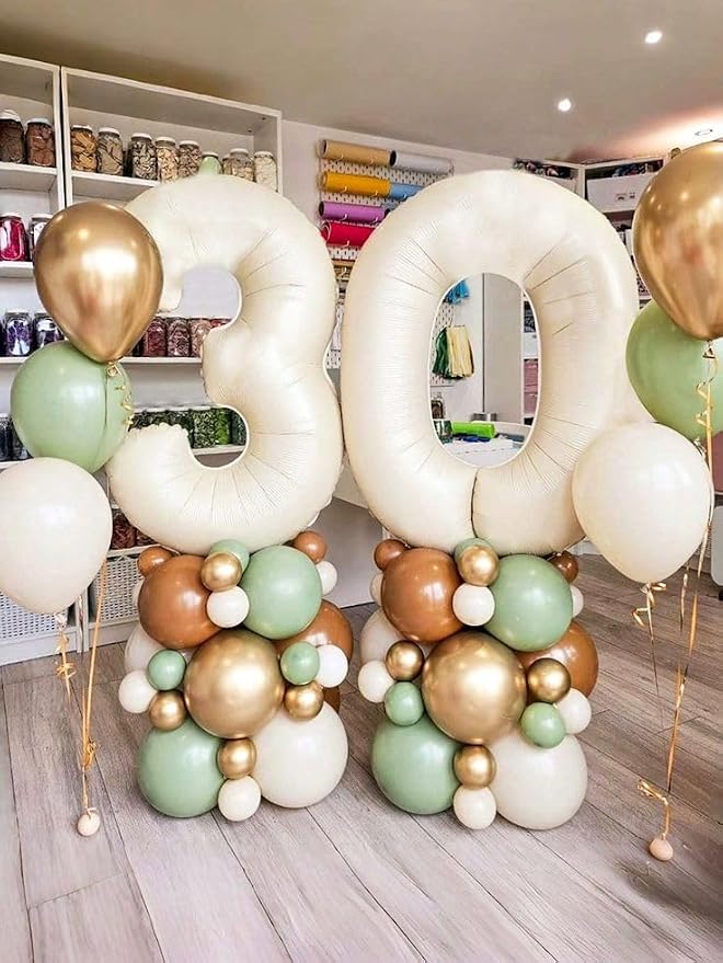 Number Balloons Cream 3 Balloon 40 inch - Image 2