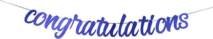 Congratulations Banner Blue Glitter Congratulations Graduation Banner by TUIC