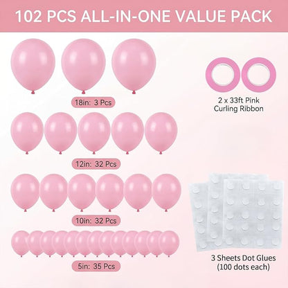 102pcs Light Pink Balloons Garland Arch Kit, 18 12 10 5 Inch Balloons | - Image 2