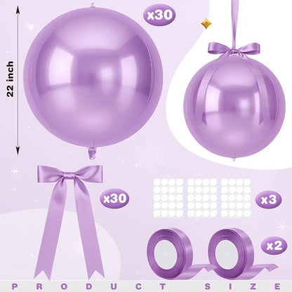 Jenaai 30 Set Round Foil Balloons Bulk 22 Inch 4d Metallic Giant Balloons Set - Image 2