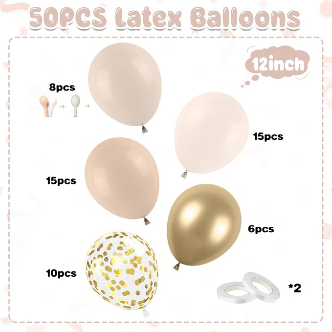Blush Gold Beige Neutral Balloons - Image 2