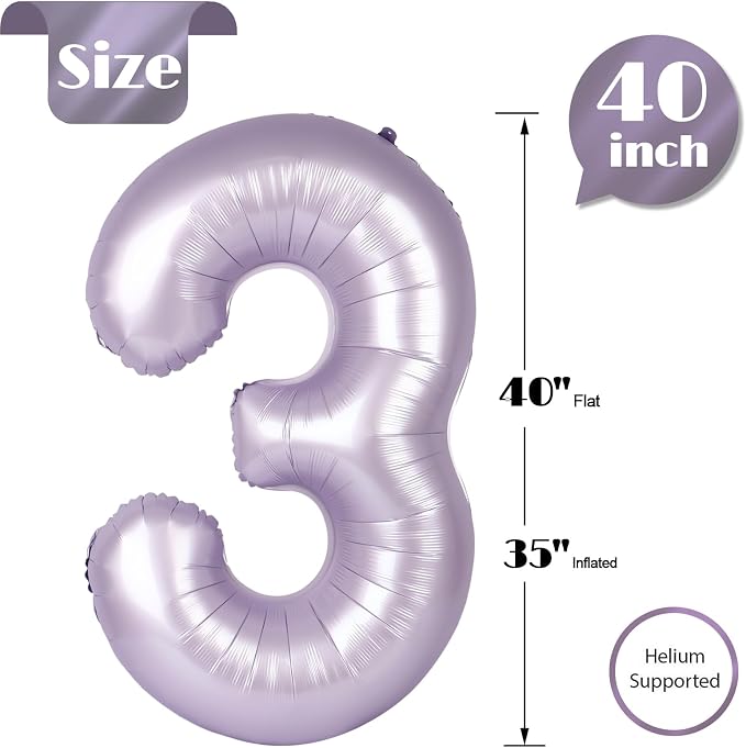 Lilac Number 3 Balloon 40 Inch - Image 5