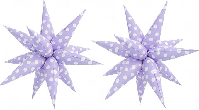 2Pcs Purple Macaron Polka Dot Explosion Pointed Star Foil Balloons/Candy Color by baoonworlld
