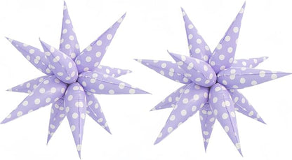 2Pcs Purple Macaron Polka Dot Explosion Pointed Star Foil Balloons/Candy Color by baoonworlld
