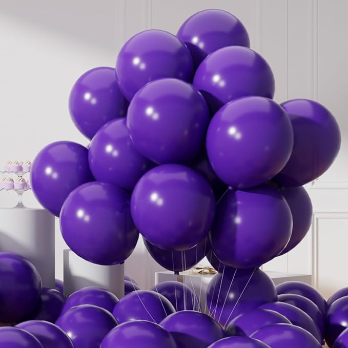 AULE 50Pcs Latex 12 Inch Dark Purple Balloons | Helium Party Happy Birthday by AULE