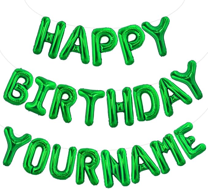 TONIFUL 65 Pcs 16 Inch Green Happy Birthday Balloons and 2 Sets A-Z Foil by TONIFUL