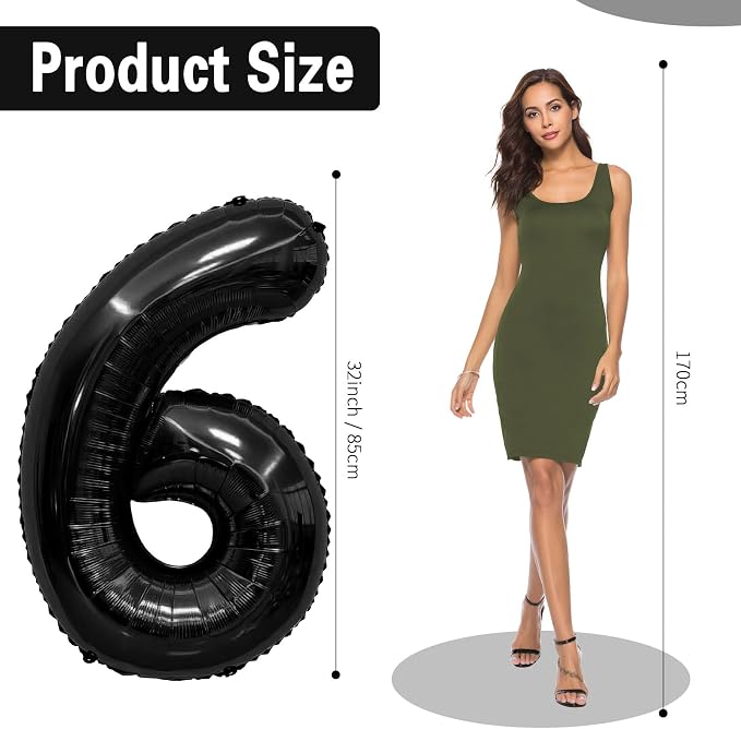Black Number Balloons 60 Balloon Numbers 60th Number Balloon Foil Mylar Party - Image 2