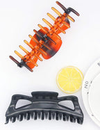 Large Hair Claw Clips for Long Thick Hair Women 5 Inches Big Plastic Claw Clamps 2pcs In Set Hair Accessories Clips (Butterfly-Black+Amber)