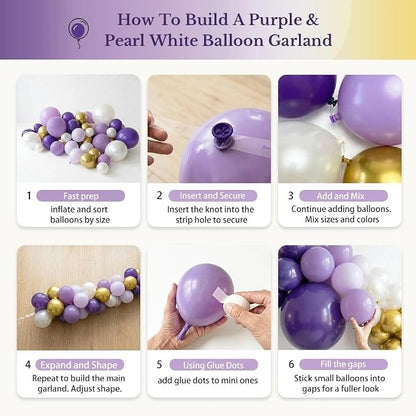 Double Stuffed Purple Balloon Arch Garland Kit - Image 5
