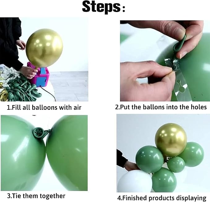 137PCS Sage Green Balloon Garland Arch Kit White Gold Confetti Balloons Retro - Image 3