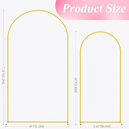 Wedding Arch Backdrop Stand 7.2FT, 6FT Gold Metal Arch Stand Set | Metal Arch - Image 2