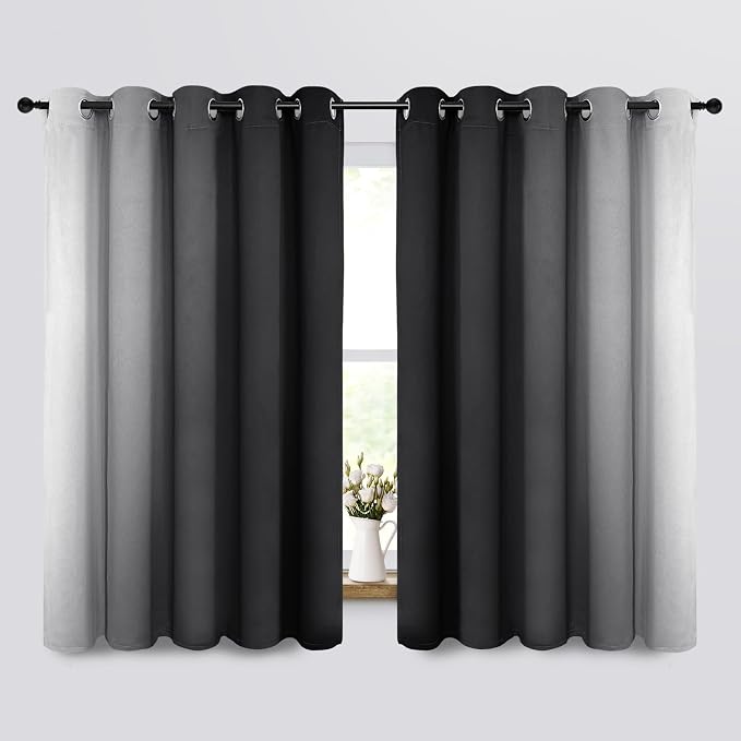 Yakamok Ombre Curtains Black and Greyish White - Image 2