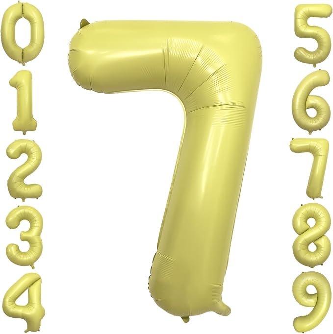 Pastel Yellow Number 7 Balloon 40 Inch Light Yellow Foil Number Balloons 7th by cocodino