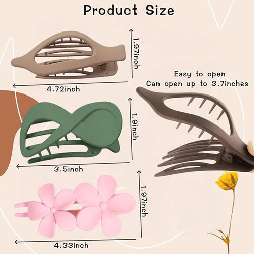 10 Pcs Flat Hair Clips for Women, Lay Flat Claw Clips French Glossy Claw Clips for Thick & Thin Hair No-Slip Hair Claw Strong Hold Barrettes Hair Clamps for Women
