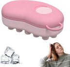 Ice Compress Scalp Massager Hair Growth Massage Comb - Upgraded Raised Dot Ice Tray Design for Tension Headache Relief and Scalp Care (Pink)