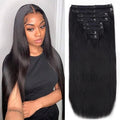 Straight Clip in Hair Extensions Real Human Hair 8Pcs Remy Human Hair Clip ins for Women, Natural Soft Silk Straight Human Hair 120g 22inch #1B Natural Black