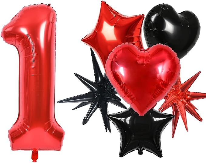TONIFUL 1st Birthday Balloons Kit 40 Inch Red Large Number 1 Foil Balloon | by TONIFUL