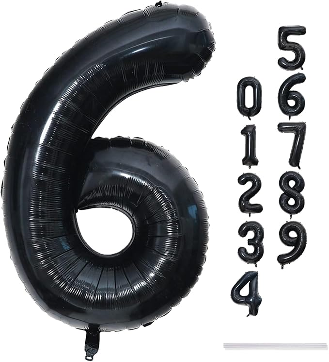 Black Balloon Number 6, 40 Inch Large Self Inflating Foil Number Balloons 0-9 - Image 9