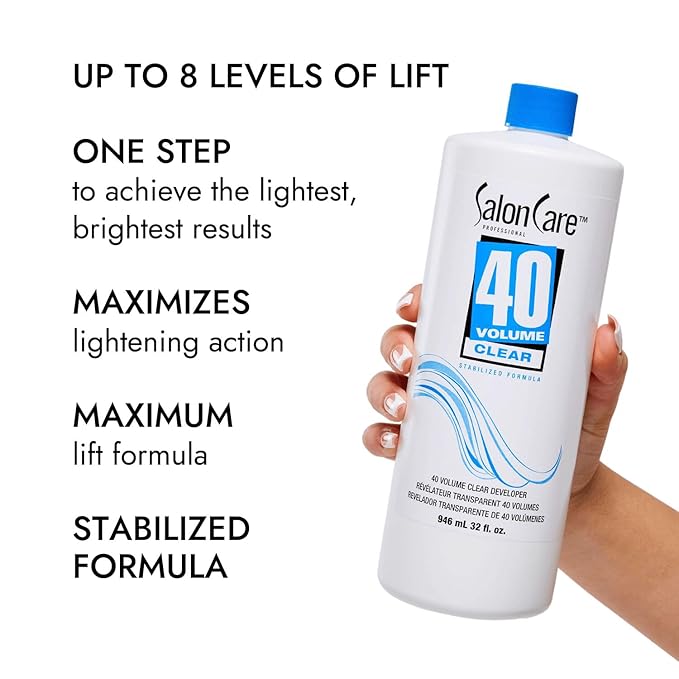 Salon Care 40 Volume Clear Developer, Maximum Lift, Stabilized Formula for Consistent, Predictable Results, Superior Gray Coverage, 16 Ounce