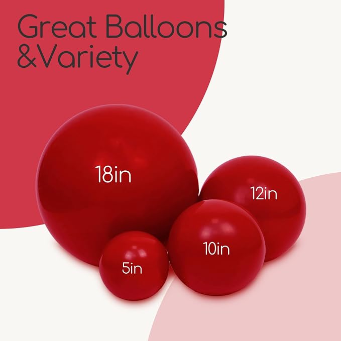 Awenztech 122pcs Dark Red Balloons Different Sizes, 18 12 10 5 inch Dark Red - Image 4