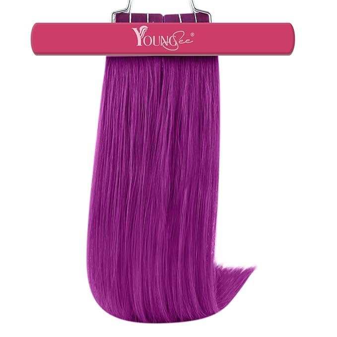 YoungSee Human Hair Tape in Extensions Purple Tape in Hair Extensions Human Hair Purple 20g Colored Hair Extensions Tape in 12 Inch 10pcs Remy-Hair for Party