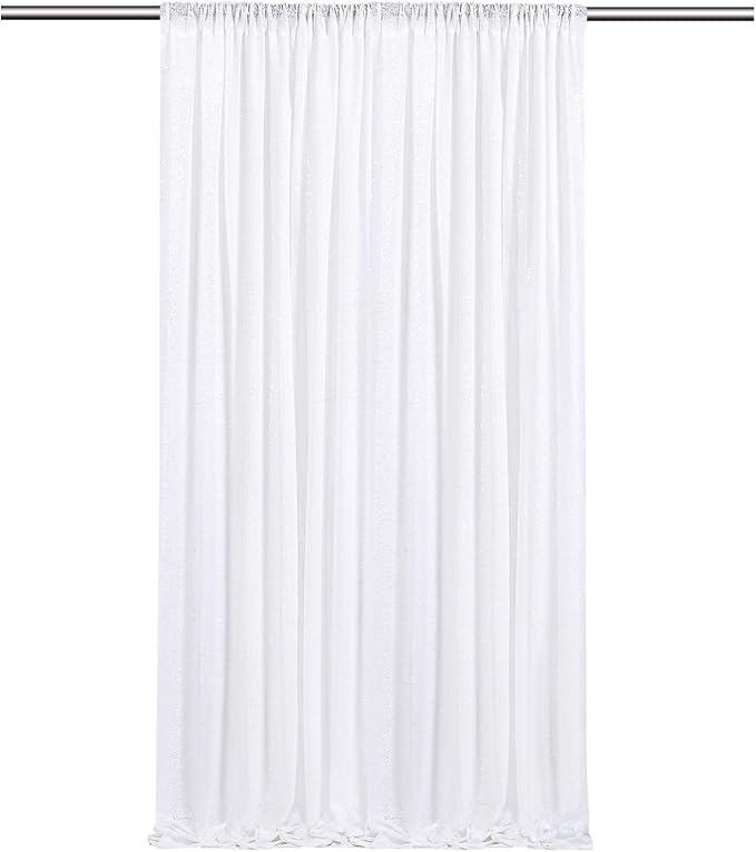 White Sequin Backdrop Curtains-1 Panel 5FTx8FT White Backdrop by SoarDream