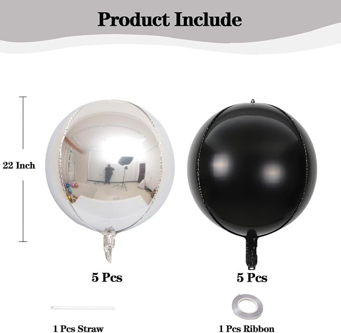 22 Inch Black and Silver Foil Balloons - Image 2